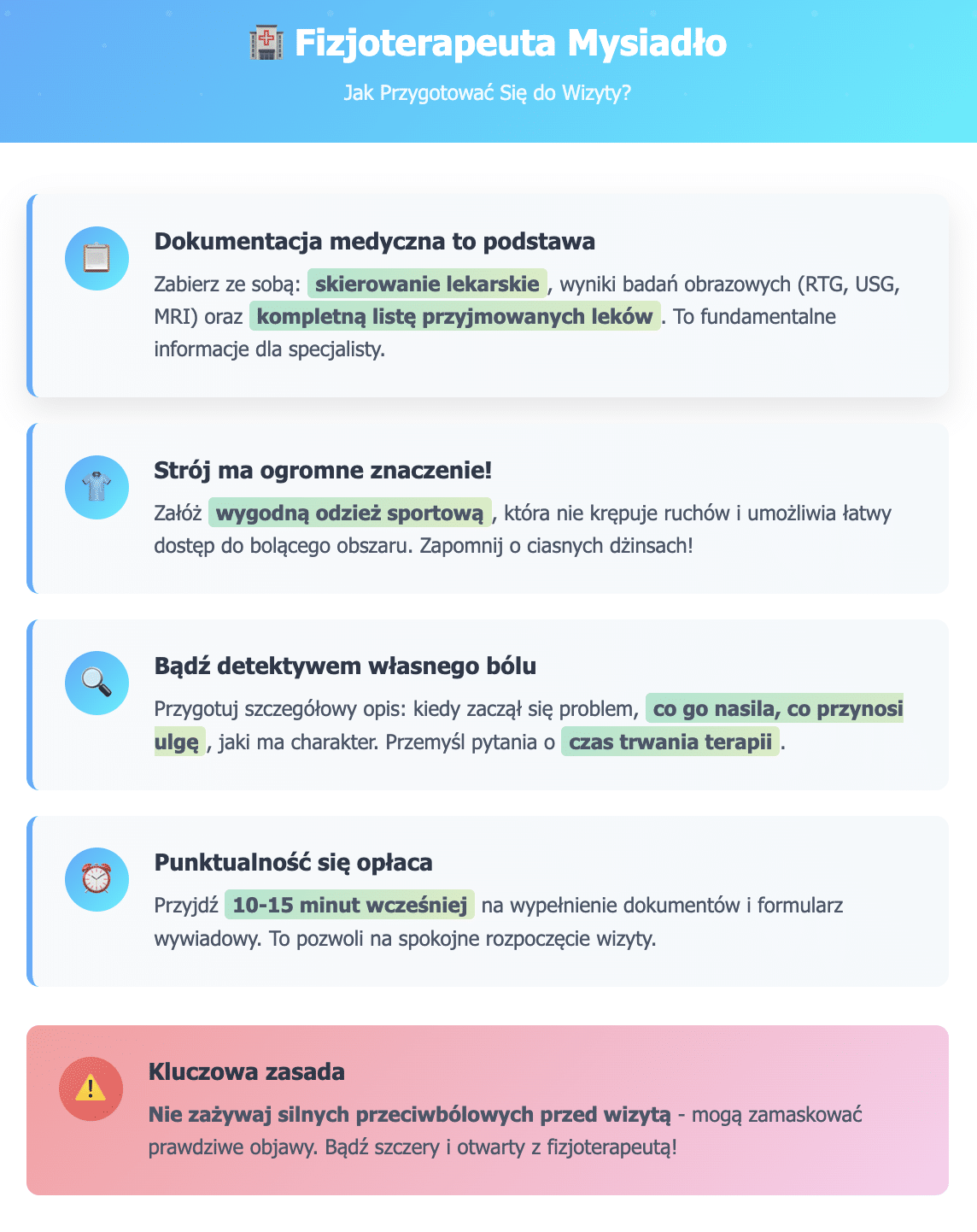 Fizjoterapeuta Mysiadło - Jak Przygotować Się do Wizyty?